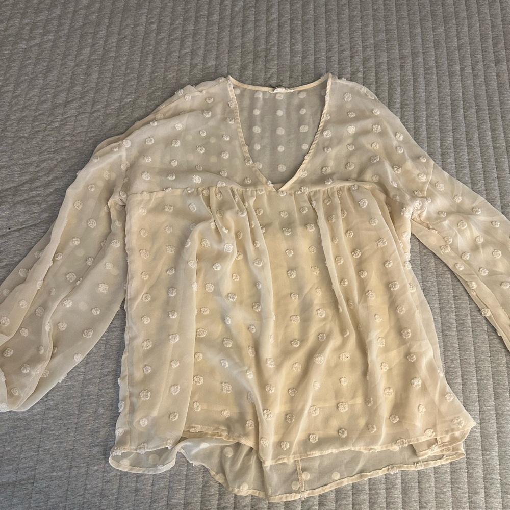 Entro Elegant Cream Sheer Women's Top